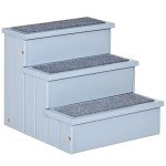 PawHut 3-Step Wooden Dog Steps with Storage
