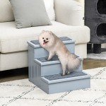 PawHut 3-Step Wooden Dog Steps with Storage