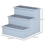 PawHut 3-Step Wooden Dog Steps with Storage