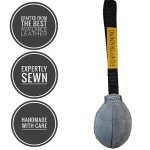 EQ K9 Leather Dog Ball with Handle for Fetch