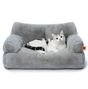 MEWOOFUN Fluffy Washable Dog & Cat Sofa - Gray