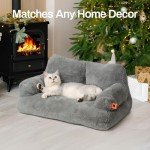 MEWOOFUN Fluffy Washable Dog & Cat Sofa - Gray
