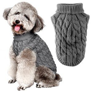 Cozy Knitted Turtleneck Dog Jumper - Grey