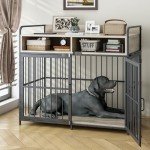 Rustic Grey Large Dog Crate with Storage Drawer