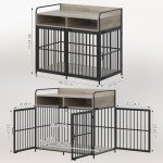 Rustic Grey Large Dog Crate with Storage Drawer