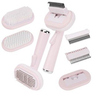5-in-1 Pink Pet Grooming Brush Kit