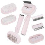 5-in-1 Pink Pet Grooming Brush Kit