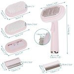 5-in-1 Pink Pet Grooming Brush Kit