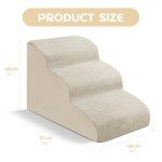 Beige 3-Step Dog Ramp for Couch and Bed