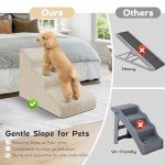 Beige 3-Step Dog Ramp for Couch and Bed
