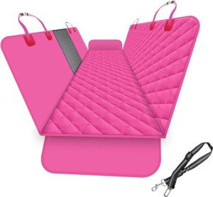 GXT Pink Dog Back Seat Cover with Leash