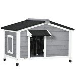 Elevated Outdoor Wooden Dog House with Openable Top