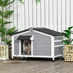 Elevated Outdoor Wooden Dog House with Openable Top