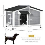 Elevated Outdoor Wooden Dog House with Openable Top