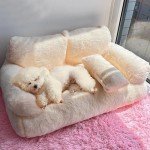 Cozy Plush Dog Bed & Cat Couch - Light Grey