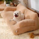 Cozy Plush Dog Bed & Cat Couch - Light Grey