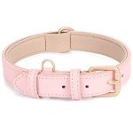 Adjustable Pink Leather Dog Collar with Alloy Buckle