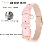 Adjustable Pink Leather Dog Collar with Alloy Buckle
