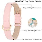 Adjustable Pink Leather Dog Collar with Alloy Buckle