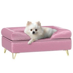 Pink Pet Sofa with Removable Backrest and Soft Cushion