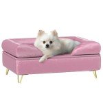 Pink Pet Sofa with Removable Backrest and Soft Cushion