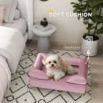 Pink Pet Sofa with Removable Backrest and Soft Cushion