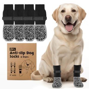 Anti-Slip Dog Socks for Licking Prevention (Grey)