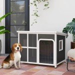 Outdoor Wooden Dog House with Openable Roof