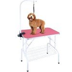 Adjustable 32" Pet Grooming Table - Pink