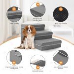 Sunowl Foldable 3-Step Dog Stairs for Sofas