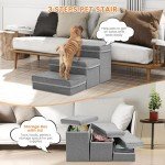 Sunowl Foldable 3-Step Dog Stairs for Sofas