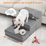 Sunowl Foldable 3-Step Dog Stairs for Sofas