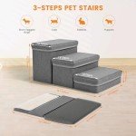 Sunowl Foldable 3-Step Dog Stairs for Sofas
