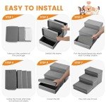 Sunowl Foldable 3-Step Dog Stairs for Sofas