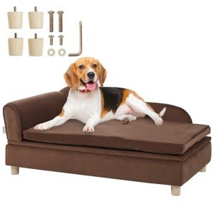 Soft Velvety Dog Couch for Small Pets