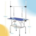 Adjustable 42" Dog Grooming Table with Rubber Top