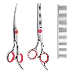 Elfirly Dog Grooming Scissors Set with Comb