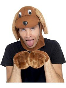Brown Dog Hood and Gloves Costume Set