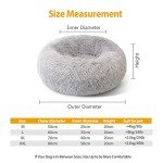 Cozy Grey Plush Donut Dog Bed, 50cm