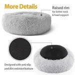 Cozy Grey Plush Donut Dog Bed, 50cm