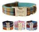 Custom Plaid Dog Collar with Engraved Info