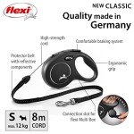 Flexi Classic 8m Black Retractable Dog Lead