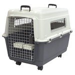 Large Rolling Dog Kennel with Wire Door - Gray