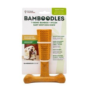 Bamboodles Peanut Butter T-Bone Chew Toy for Dogs