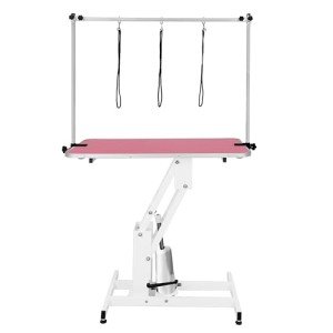 Pink Hydraulic Dog Grooming Table - Height Adjustable