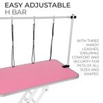 Pink Hydraulic Dog Grooming Table - Height Adjustable