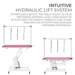 Pink Hydraulic Dog Grooming Table - Height Adjustable