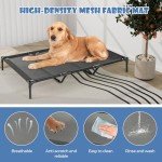 COSTWAY Elevated Dog House with Canopy and Windows