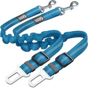 2-Pack Adjustable Dog Car Seat Belts (Blue)