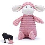 Zappi Co Pink Lamb Plush Dog Toy with Squeaker